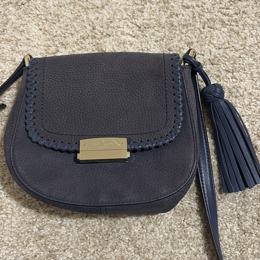 Kate Spade Navy Blue Suede Crossbody Bag